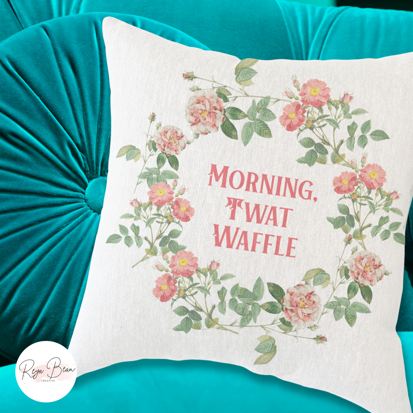 Morning, Twat Waffle Funny Woven Throw Pillow, 17" x 18"