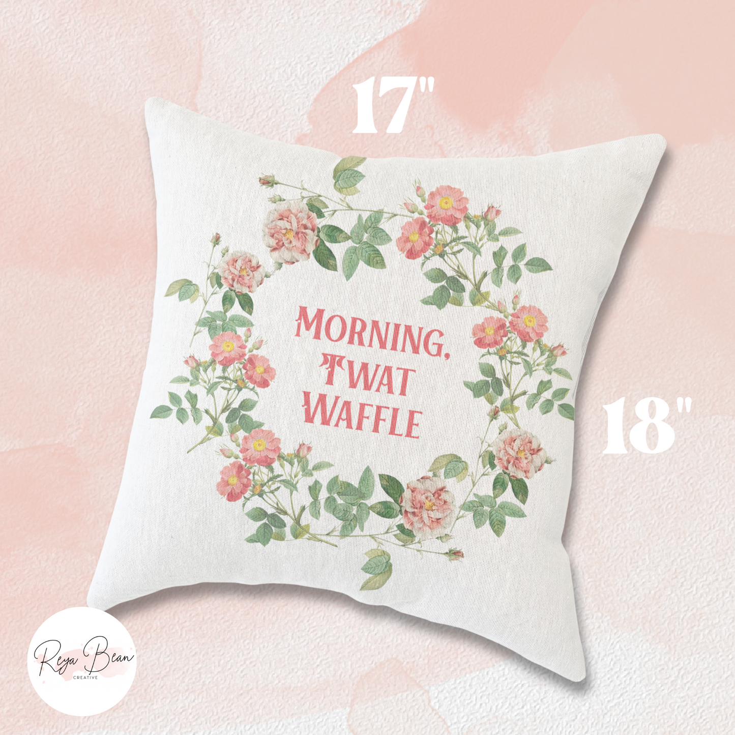 Morning, Twat Waffle Funny Woven Throw Pillow, 17" x 18"