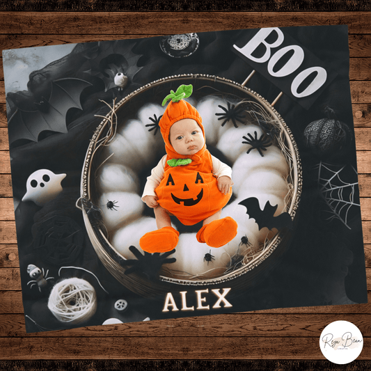 First Halloween Baby Photoshoot Milestone Blanket Backdrop Velveteen, Spooky Spider Newborn Plush Blanket, Unique Baby Costume Photo Idea