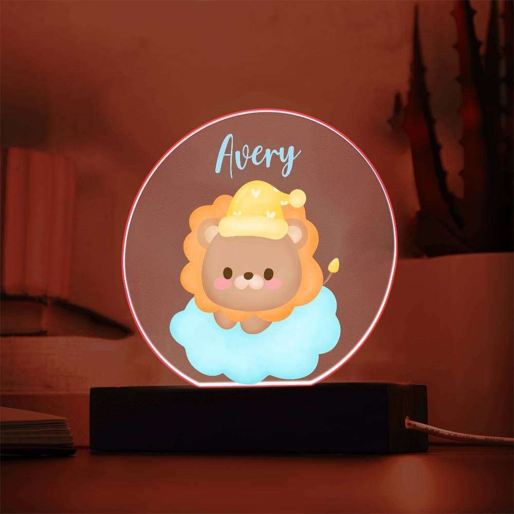 Custom Baby LED Night Light - Cute Animal Nursery Acrylic Plaque