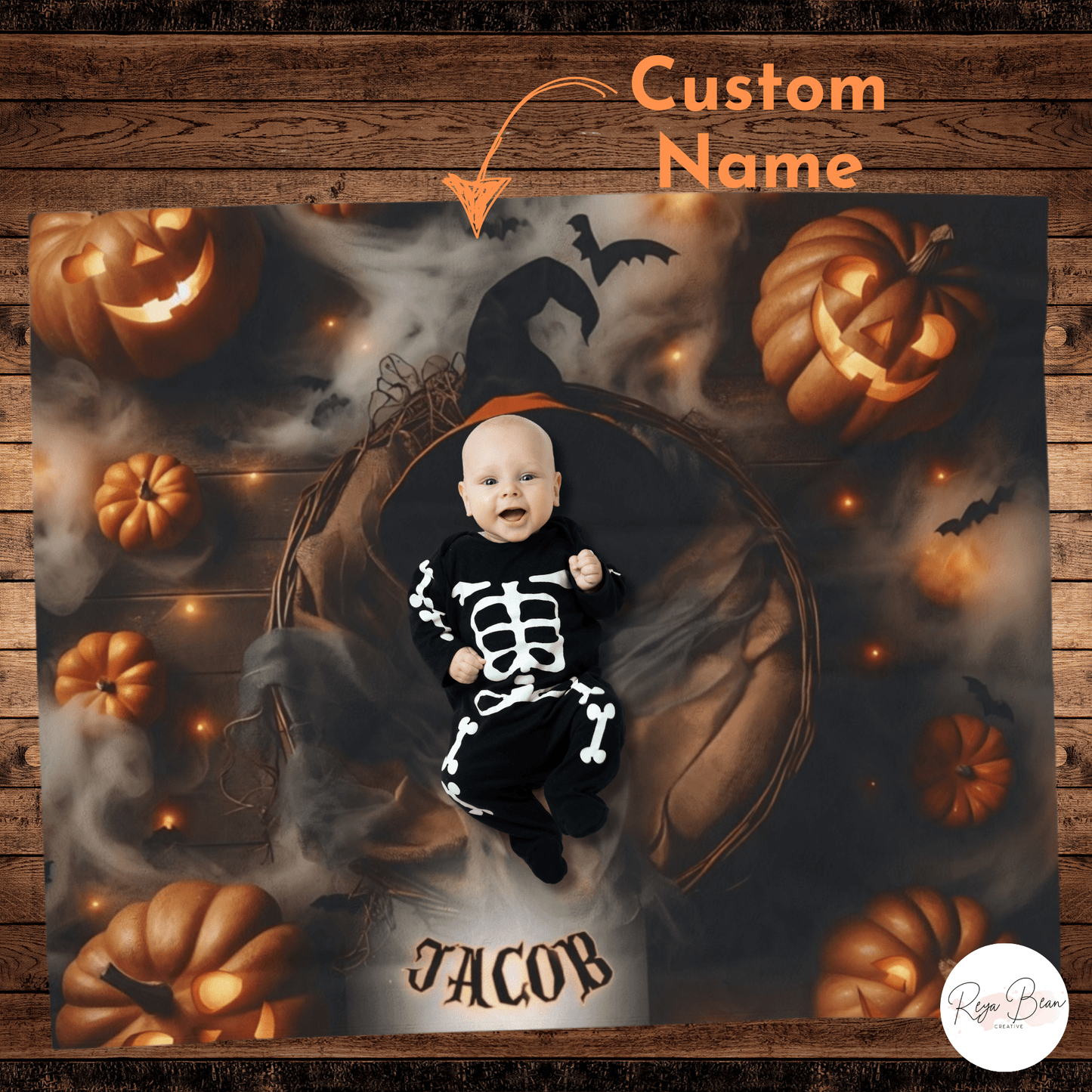 First Halloween Baby Photoshoot Milestone Blanket Backdrop Velveteen, Spooky Pumpkins Newborn Plush Blanket, Unique Baby Costume Photo Idea