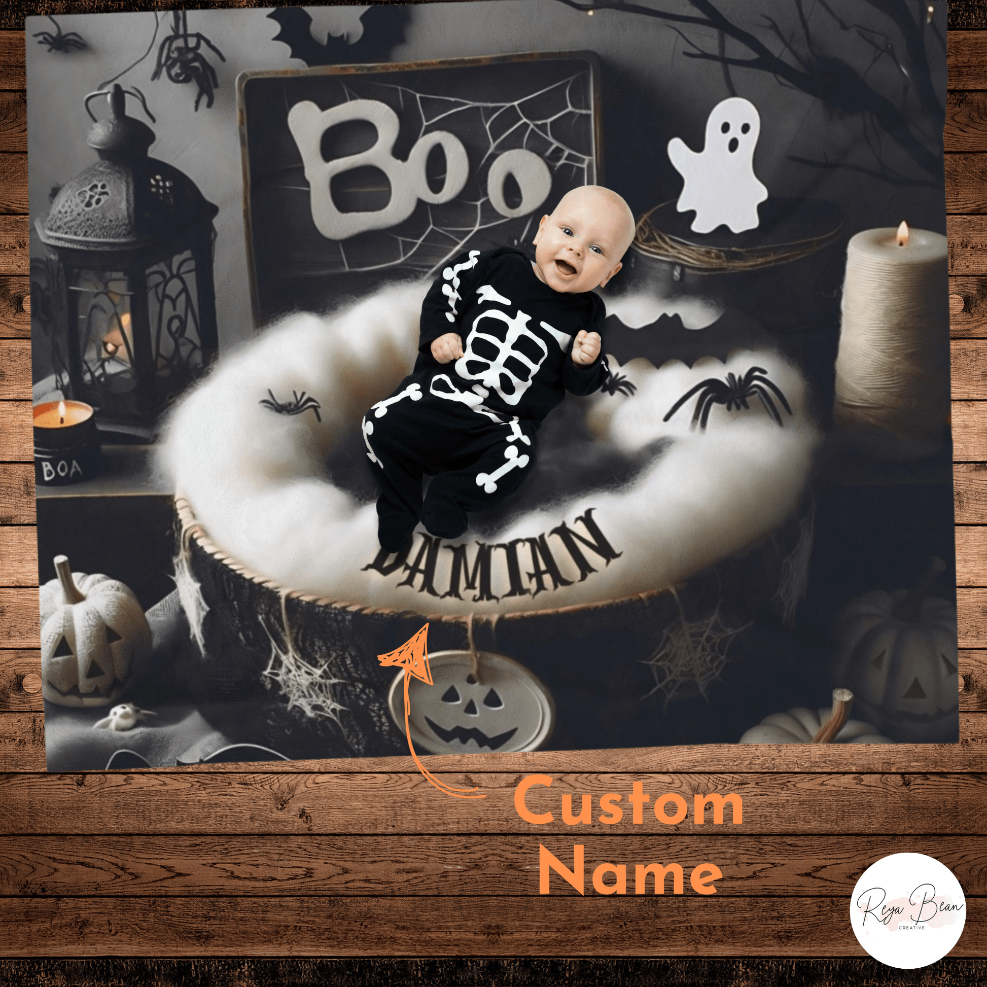 First Halloween Baby Photoshoot Milestone Blanket Backdrop Velveteen, Spooky Pumpkins Newborn Plush Blanket, Unique Baby Costume Photo Idea