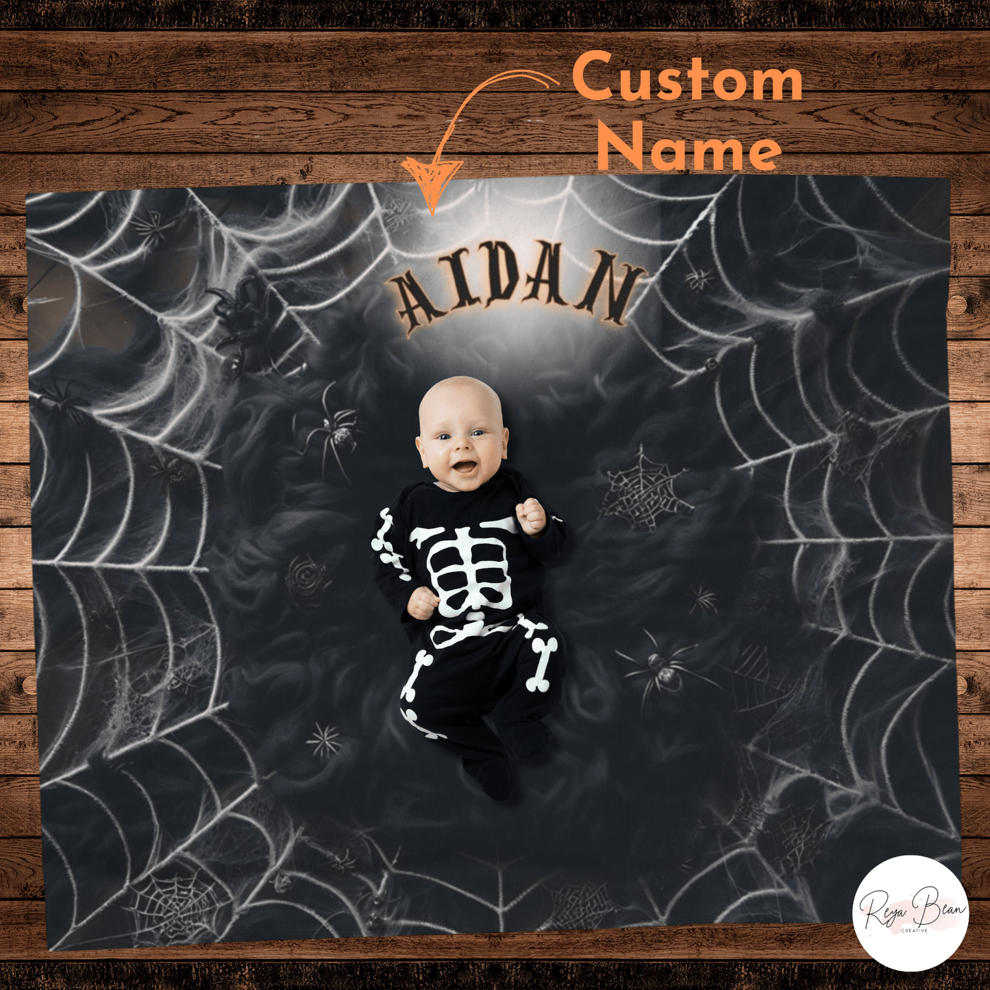 First Halloween Baby Photoshoot Milestone Blanket Backdrop, Spooky Spider Web Newborn Plush Throw Blanket, Unique Baby Costume Photo Idea