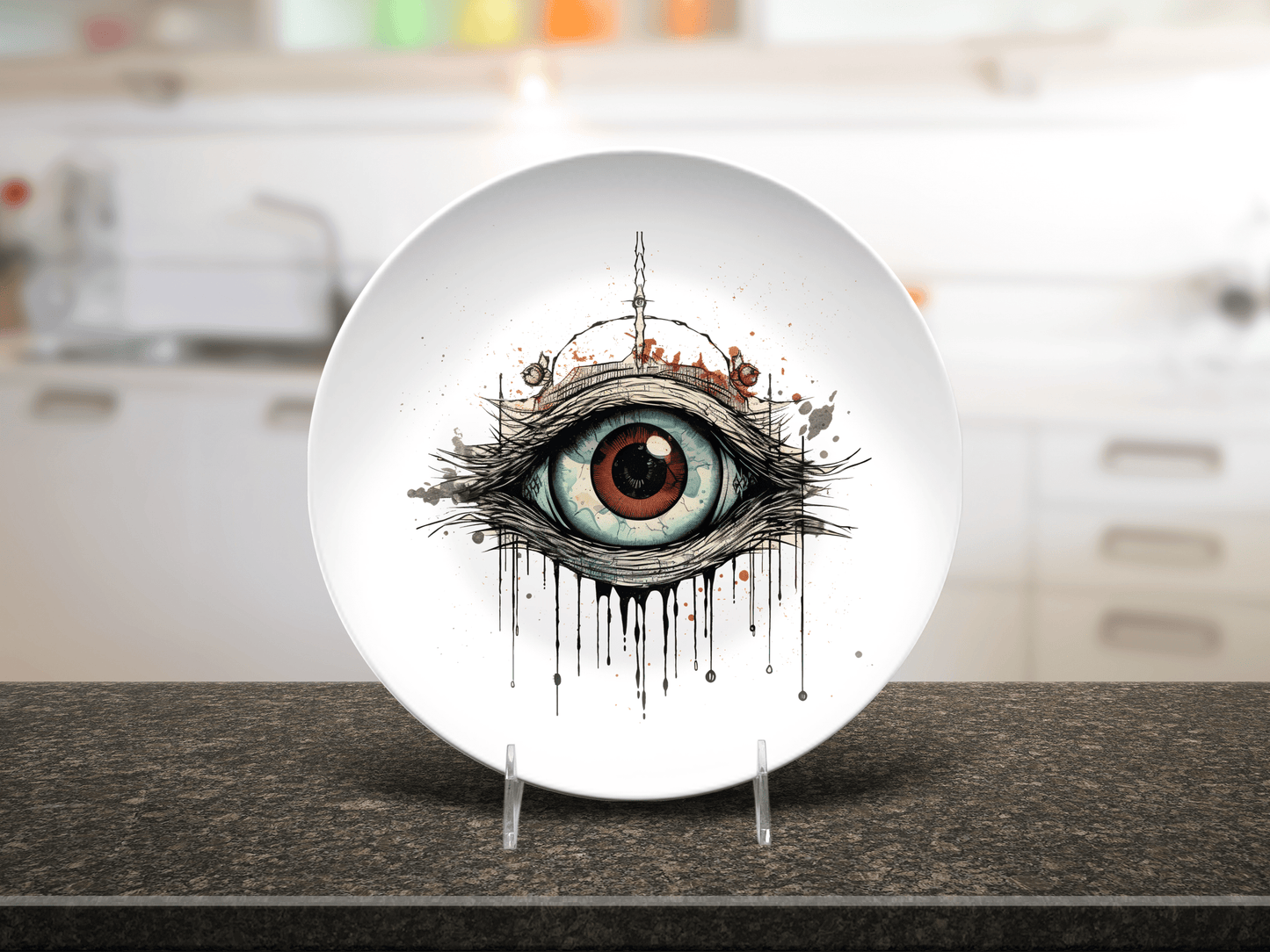 Evil Eye Goth Housewarming Party Plates, Vintage Eyeballs Unbreakable Set of 6 Plates, Quirky Hostess Gift Made in the USA Dinnerware 10"