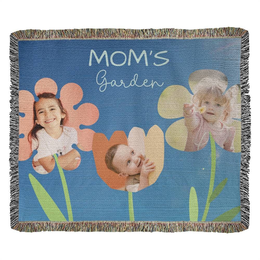 Custom Mom's Garden Flower Kids' Photos - Heirloom Woven Blanket 50 x 60"