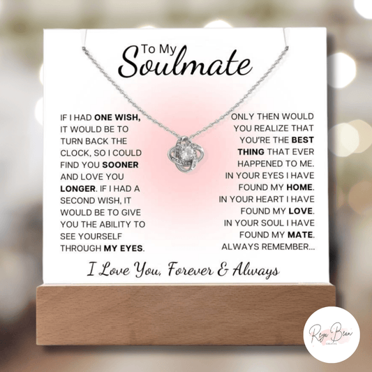 To My Soulmate Blush Glow - Acrylic Plaque and Love Knot Necklace Bundle