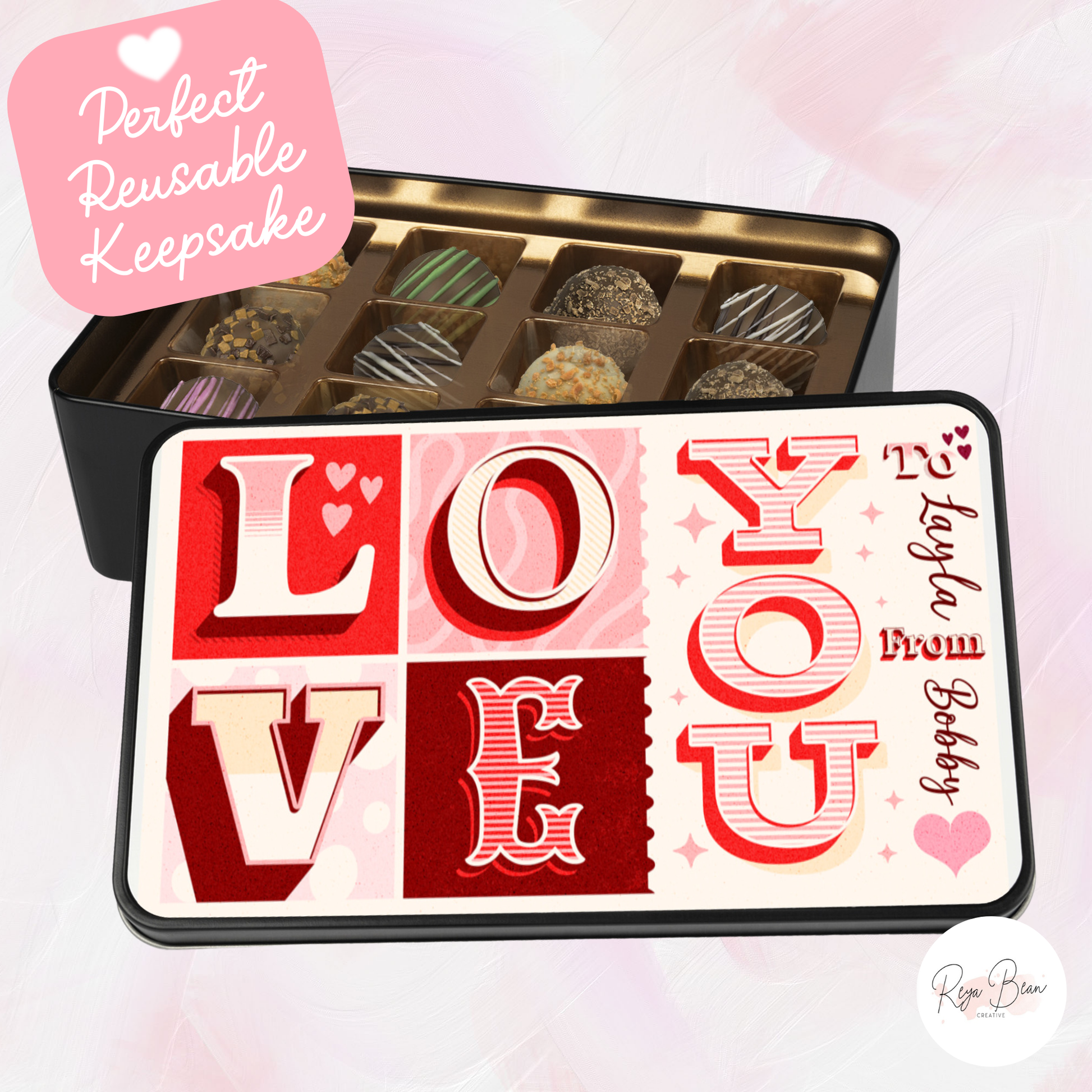 Custom Valentine's Day Love Tin - 12 Handmade Chocolate Truffles