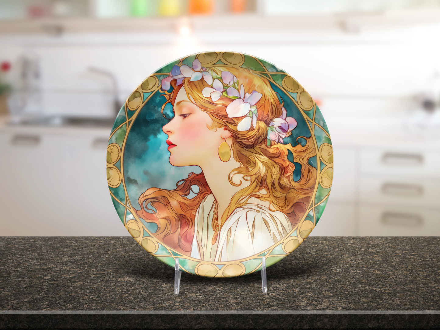 Art Noveau Housewarming Party Plates Gift Ethereal Women Plate Set, Unique Art Deco Hostess Fun Gift Whimsical Dinnerware, 10" Unbreakable