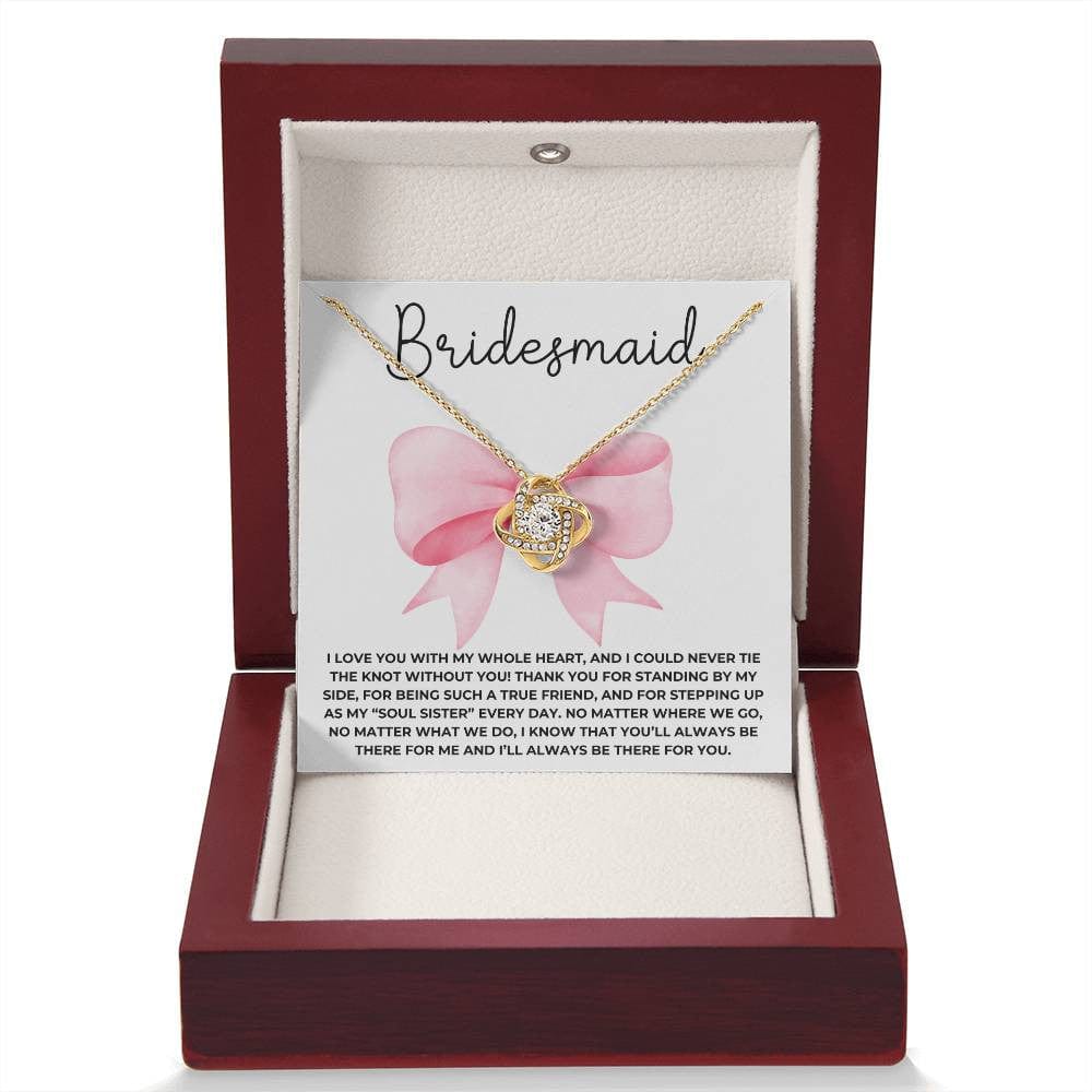 Coquette Bridesmaid Proposal Gift Love Knot Necklace - Bridal Party Gift Cute Pink Bow