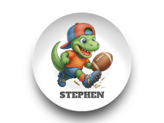 Personalized Football Plate - Custom Dinosaur Birthday Smash Plate 10" Unbreakable
