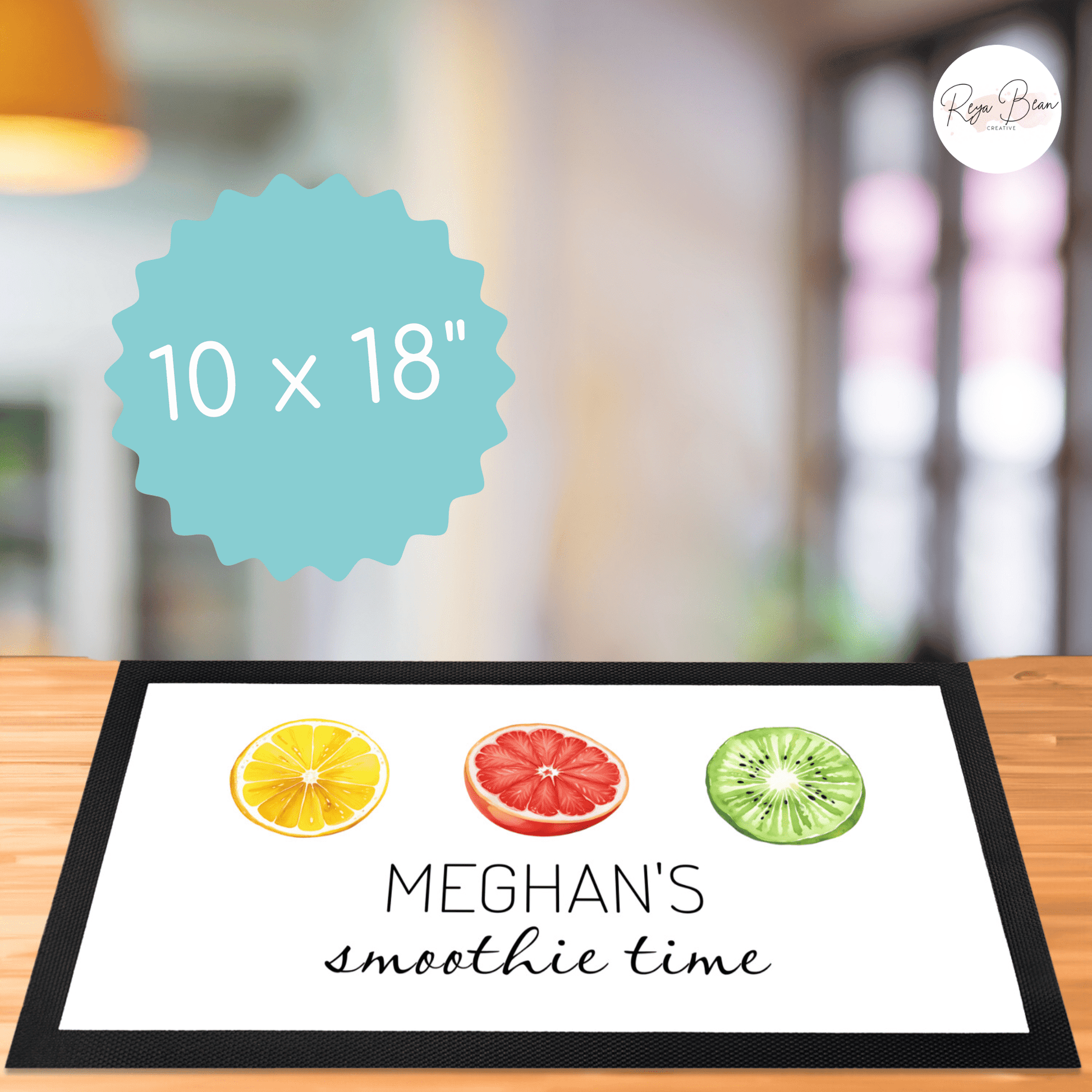 Custom Smoothie Time Station Runner Mat, 18" x 10" Smoothie Loving Kitchen Accessory Housewarming Gift, Smoothie Station Fruit Table Topper