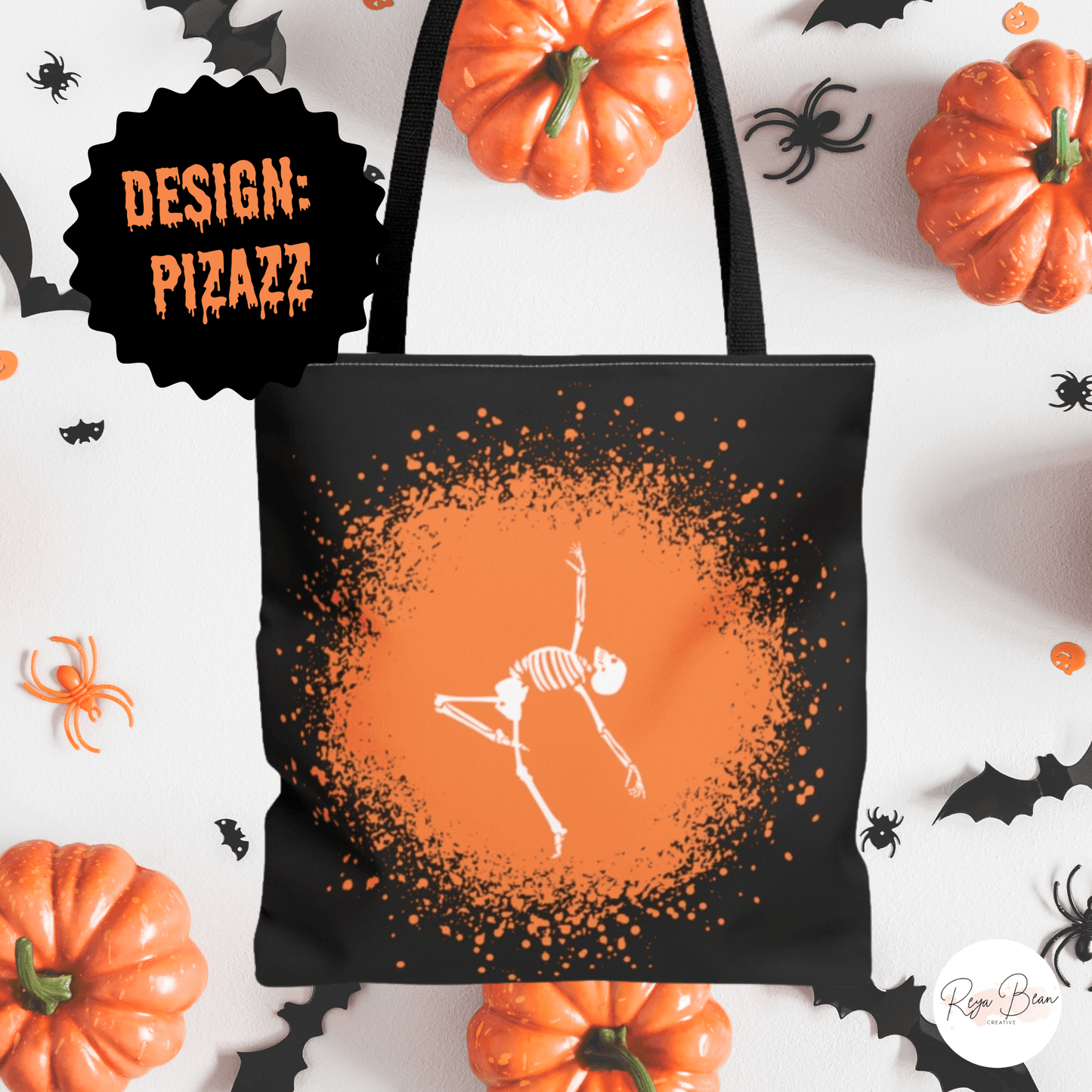 Dancing Skeleton Halloween Tote Bag, Kids Funny Trick or Treat Bag, Whimsical Halloween Tote, Cute Spooky Season Skeleton Carryall Candy Bag