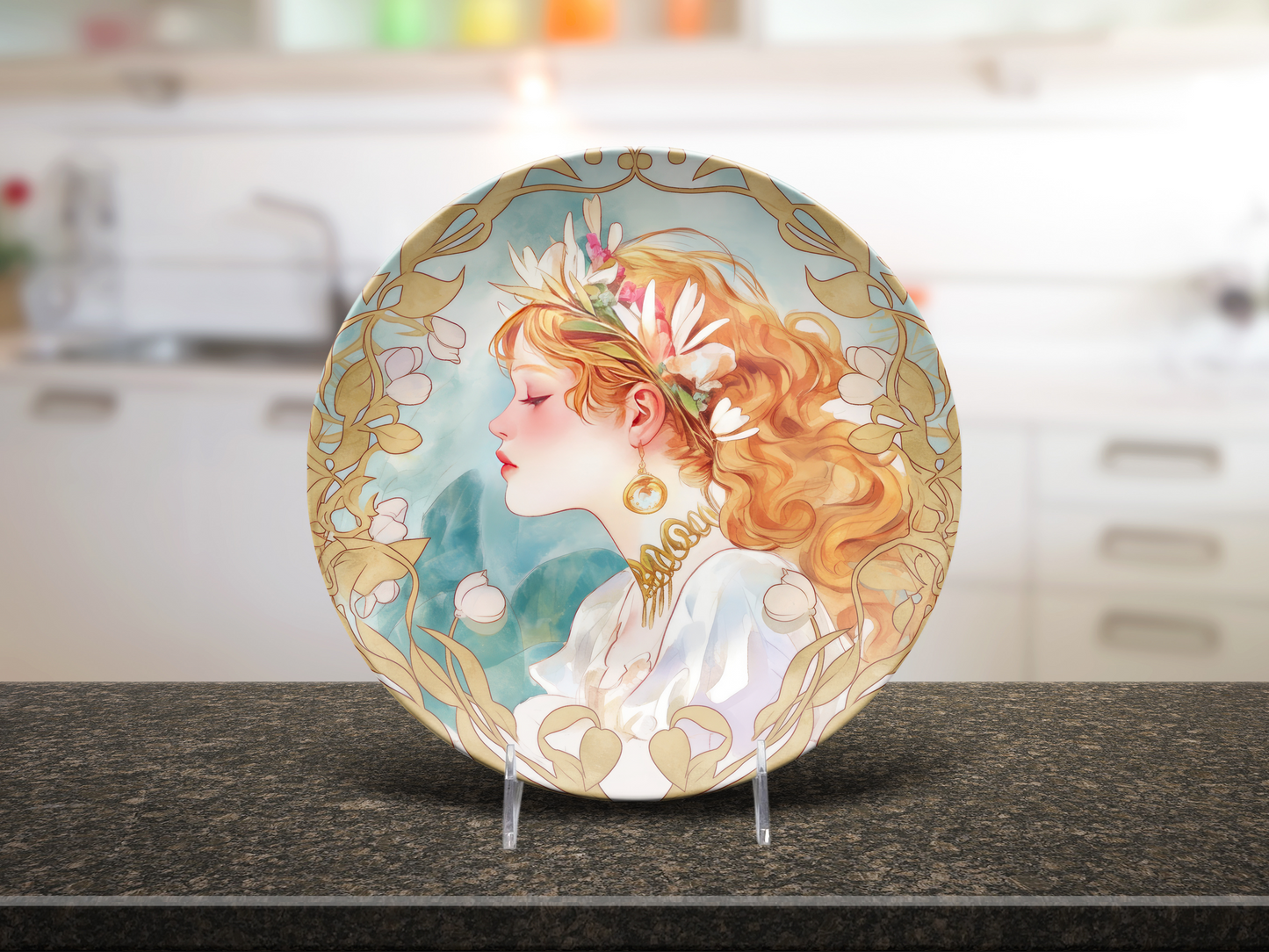 Art Noveau Housewarming Party Plates Gift Ethereal Women Plate Set, Unique Art Deco Hostess Fun Gift Whimsical Dinnerware, 10" Unbreakable