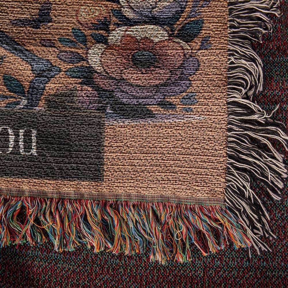 Custom Halloween Till Death Skeleton Cottage Core Heirloom Woven Blanket