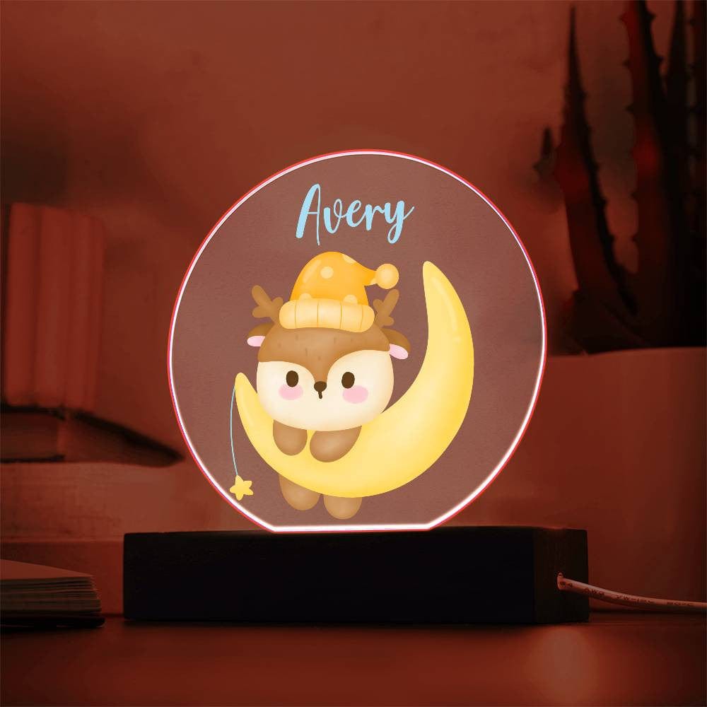 Custom Baby LED Night Light - Cute Animal Nursery Acrylic Plaque