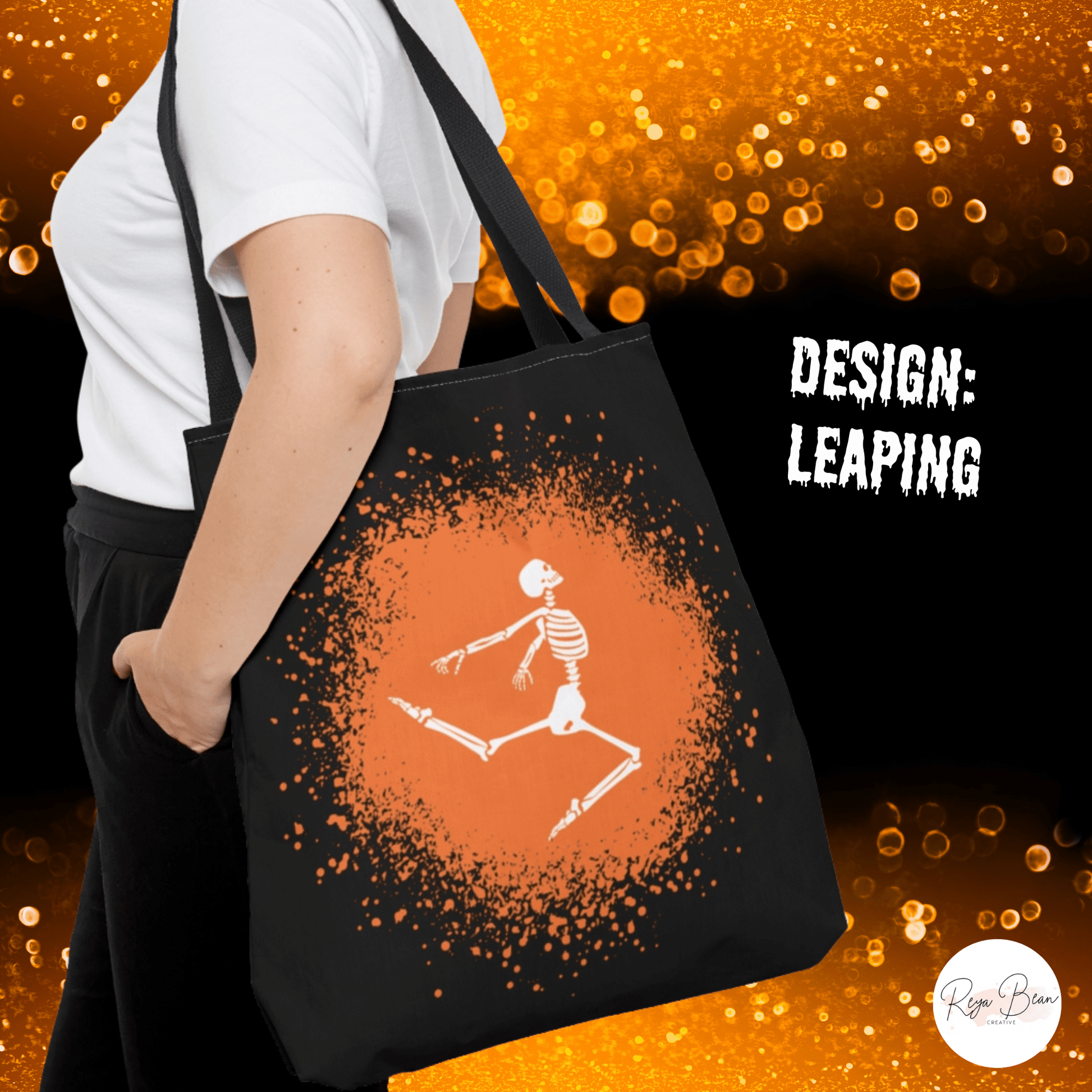 Dancing Skeleton Halloween Tote Bag, Kids Funny Trick or Treat Bag, Whimsical Halloween Tote, Cute Spooky Season Skeleton Carryall Candy Bag