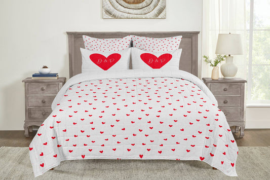 Custom Hearts Polka Dot Comforter Bedding Set