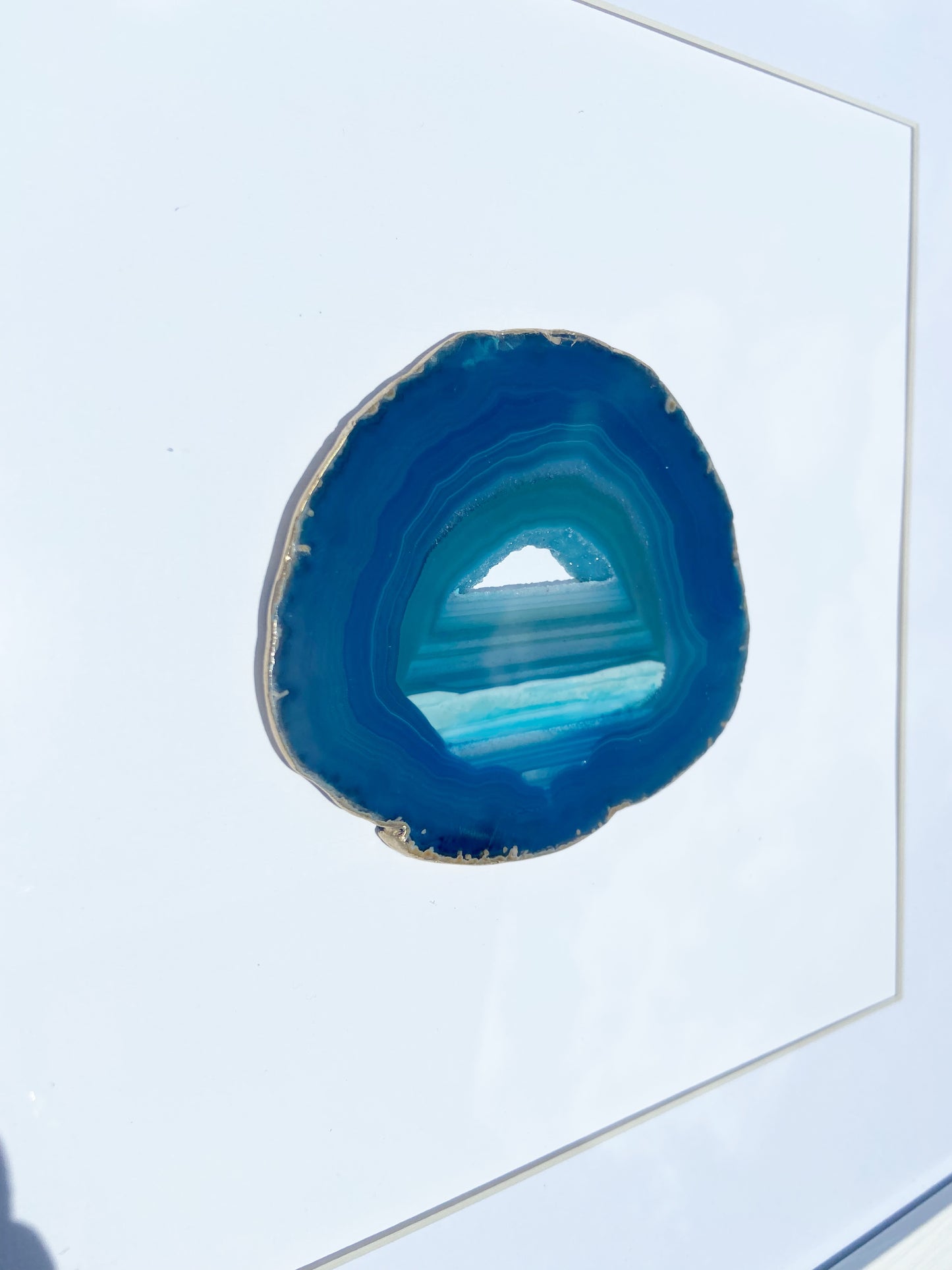 Framed Blue Agate- White 13 x 13" Frame