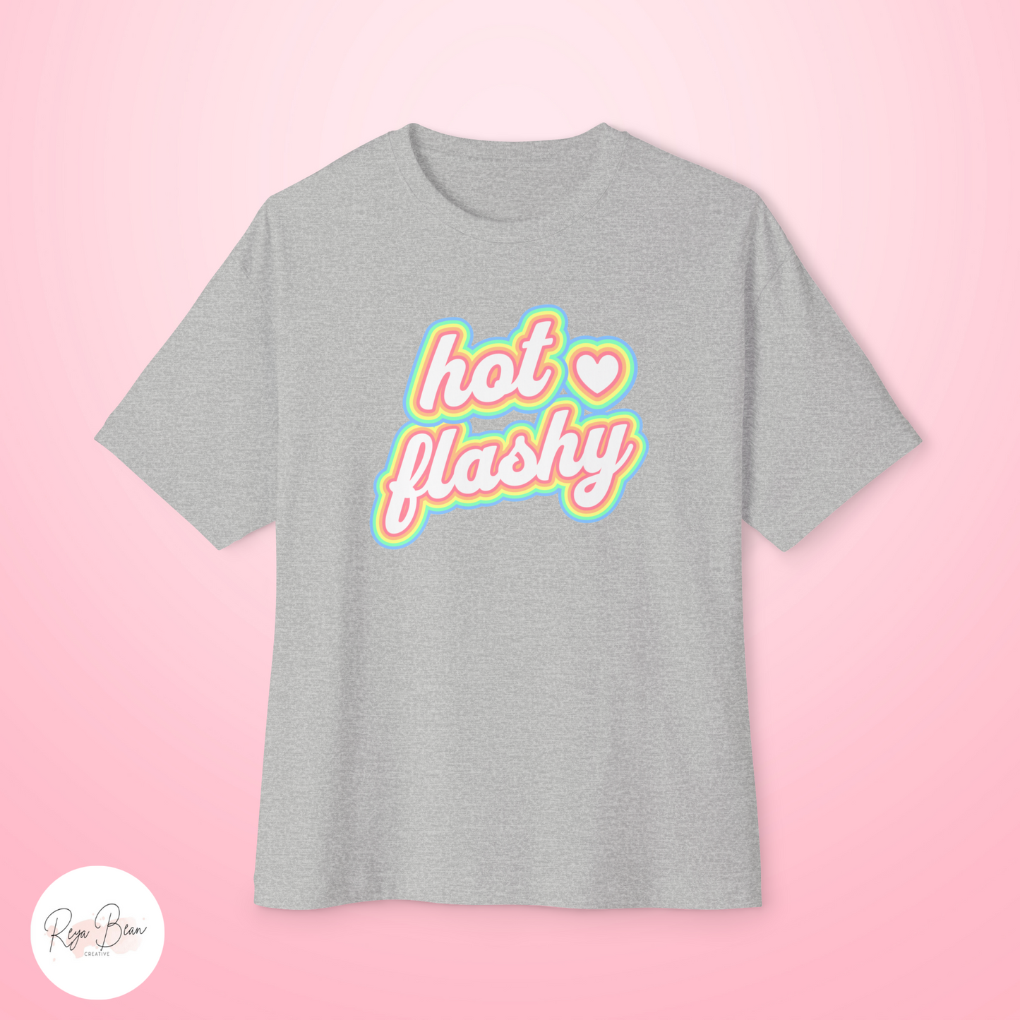 Menopause Humor Hot Flashy Oversized Boxy Tee, Cotton Shirt Coping with Perimenopause for Her, Funny Hot Flash Retro Pastel Women's Health