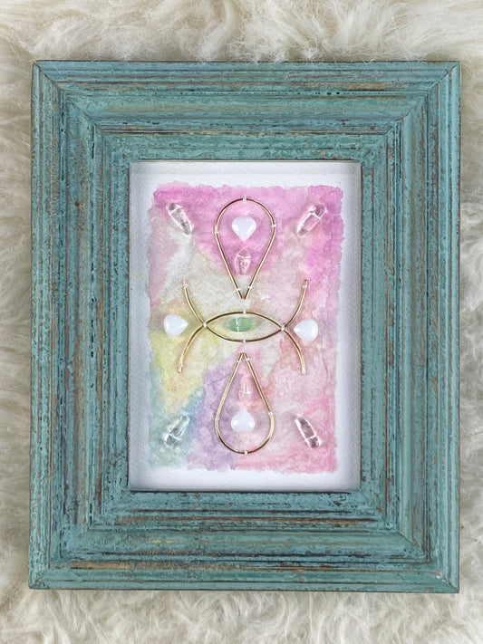 Pink Watercolor Framed Agate Slice - 5.75 x 7.75"