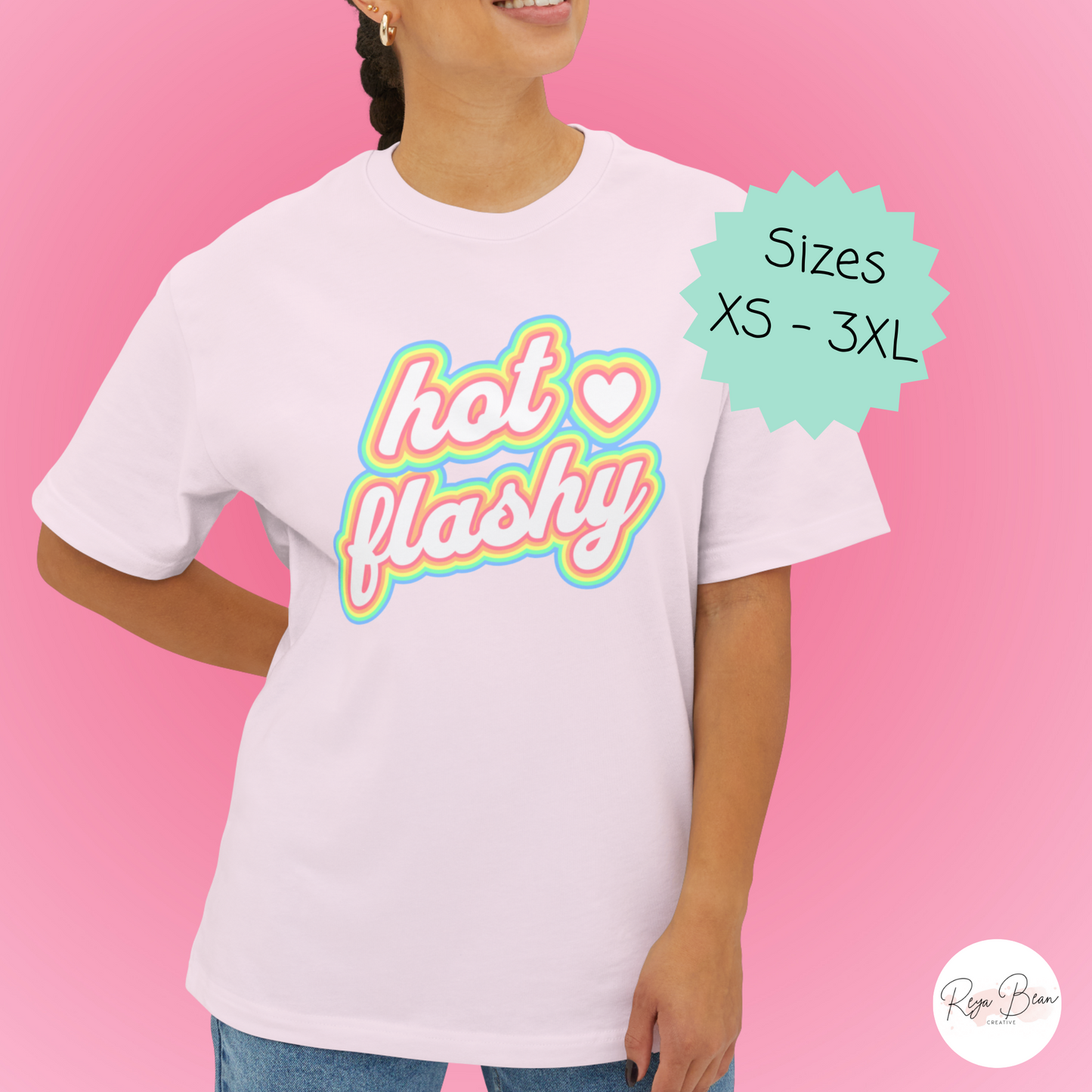 Menopause Humor Hot Flashy Oversized Boxy Tee, Cotton Shirt Coping with Perimenopause for Her, Funny Hot Flash Retro Pastel Women's Health