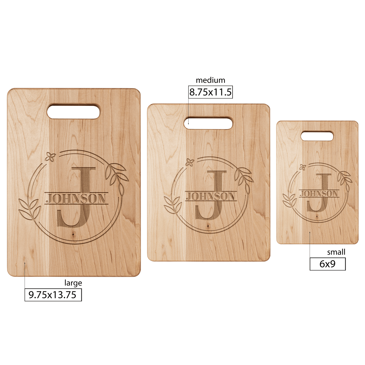 Custom Monogram Name - Laser Engraved Maple Cutting Board