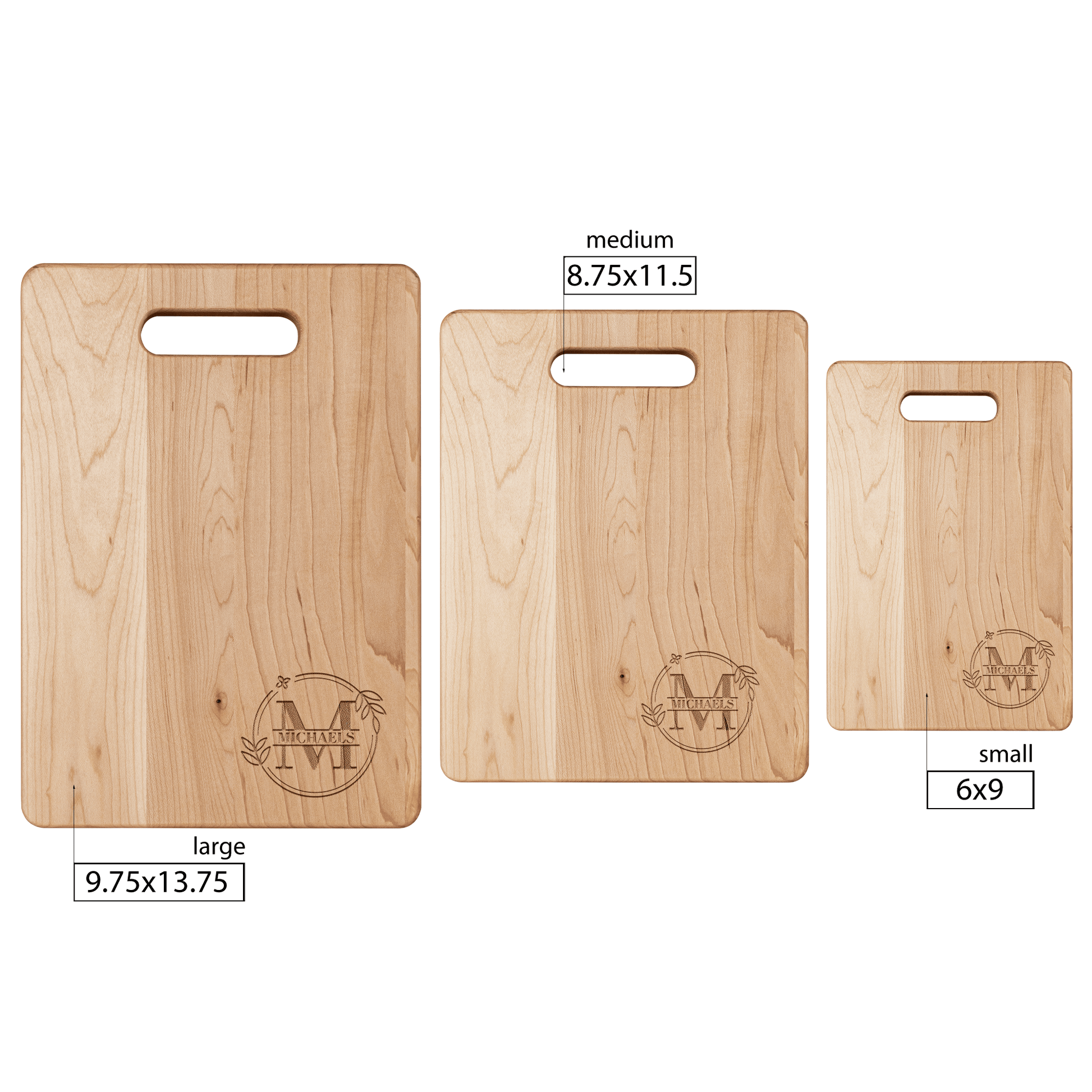 Custom Monogram Name - Laser Engraved Maple Cutting Board