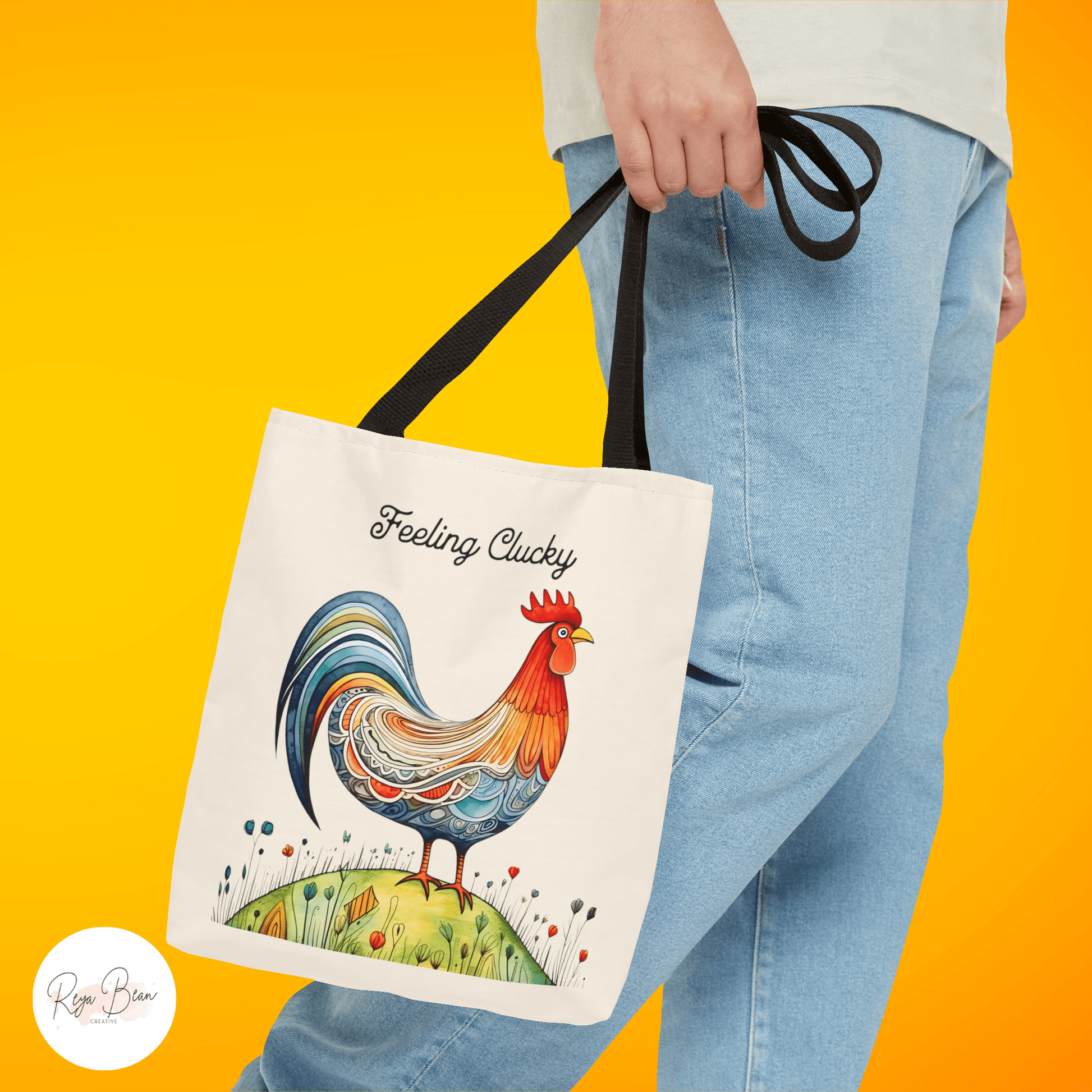 Chicken Feeling Clucky Canvas Tote Bag Funny, Chicken Lover Homesteading Sack, Sassy Farm Girl Bag, Homestead Chic Farmhouse Tote