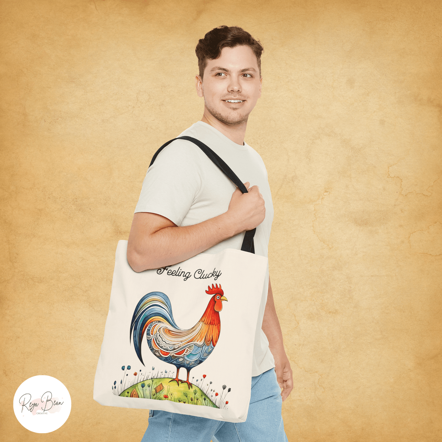 Chicken Feeling Clucky Canvas Tote Bag Funny, Chicken Lover Homesteading Sack, Sassy Farm Girl Bag, Homestead Chic Farmhouse Tote