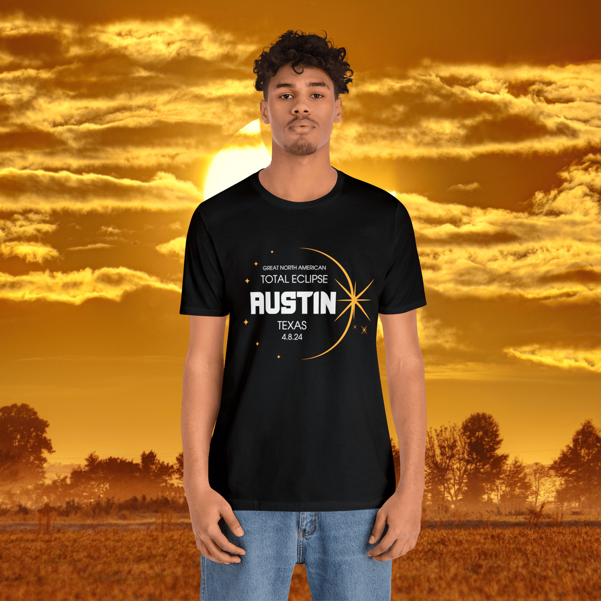 Austin Texas April 8, 2024 North American Total Eclipse Black Shirt - Major US Cities Along Path