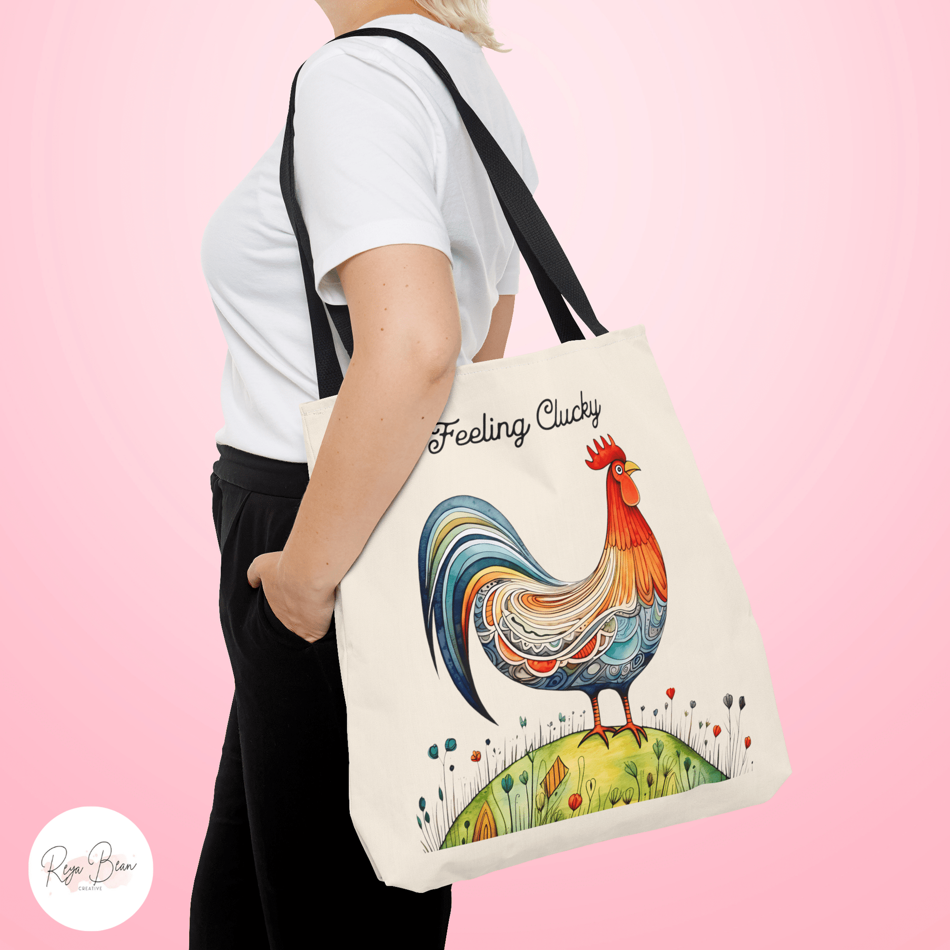 Chicken Feeling Clucky Canvas Tote Bag Funny, Chicken Lover Homesteading Sack, Sassy Farm Girl Bag, Homestead Chic Farmhouse Tote