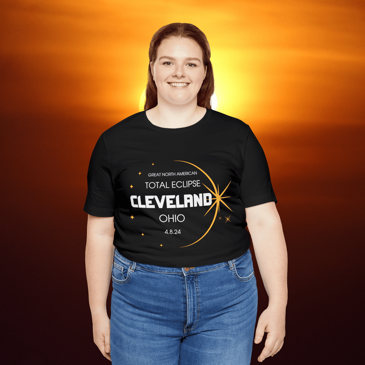 Cleveland April 8, 2024 North American Total Eclipse Black Shirt - Major US Cities Along Path