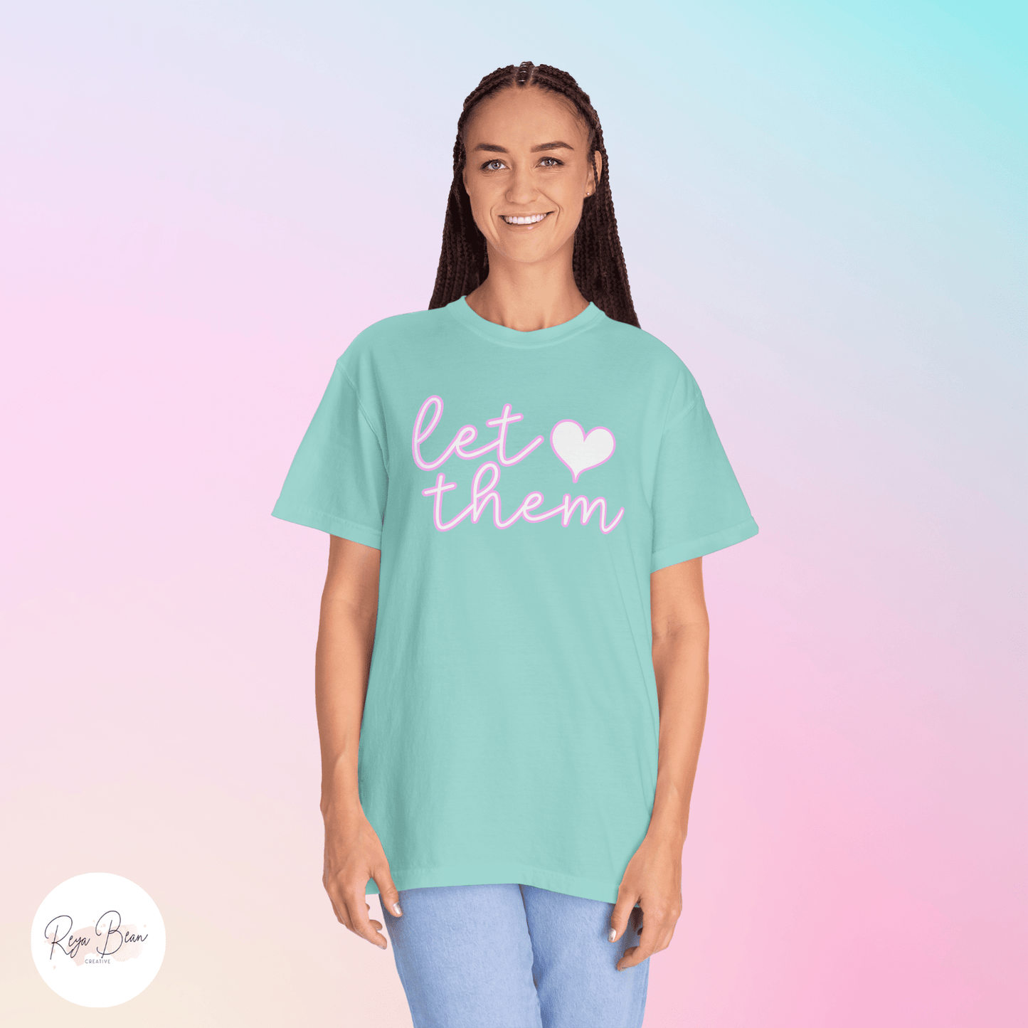 Let Them T-shirt Mental Health Self-Love, Minimalist Positive Affirmation Shirt, Unisex Garment-Dyed Inspirational T-shirt, Keep Shining Tee