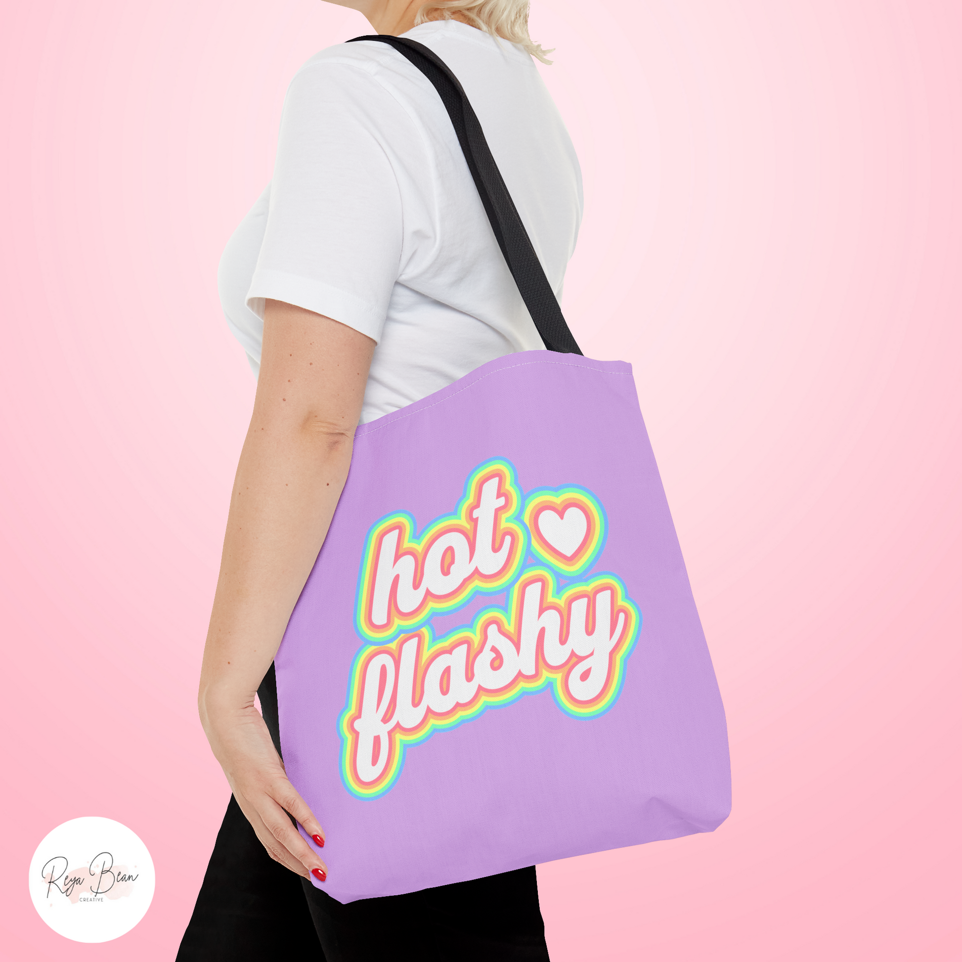 Hot Flashy Canvas Tote Bag Funny, Menopause Humor Cope Perimenopause Gift for Women Hot Flashes, Retro Pastel Women's Health Gift for Her