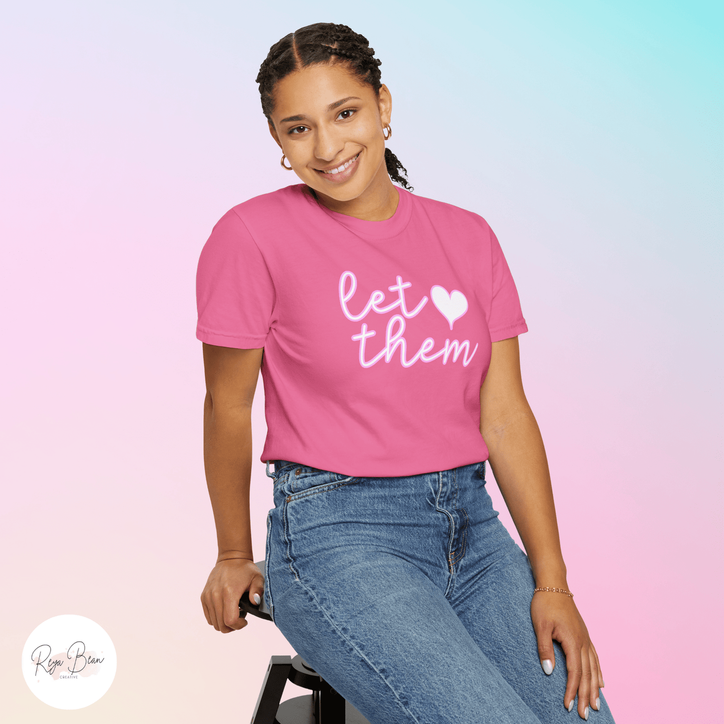 Let Them T-shirt Mental Health Self-Love, Minimalist Positive Affirmation Shirt, Unisex Garment-Dyed Inspirational T-shirt, Keep Shining Tee