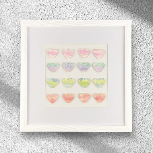 Framed Watercolor Ombre Hearts Wall Art, 13 x 13"