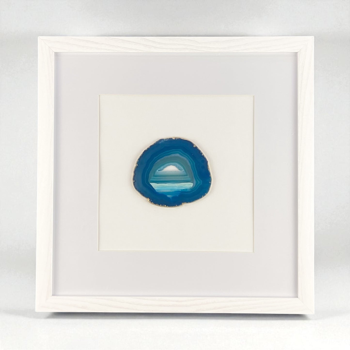 Framed Blue Agate- White 13 x 13" Frame