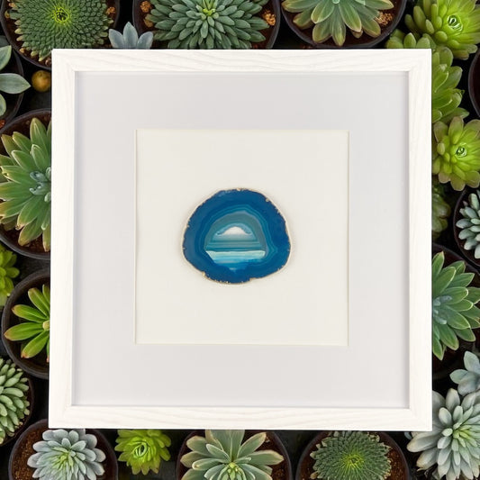 Framed Blue Agate- White 13 x 13" Frame