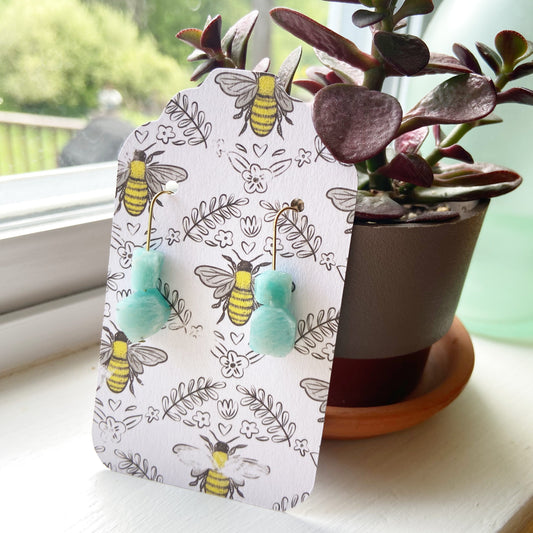 Raw Amazonite Gold Wire Dangle Drop Earrings - 1.25"