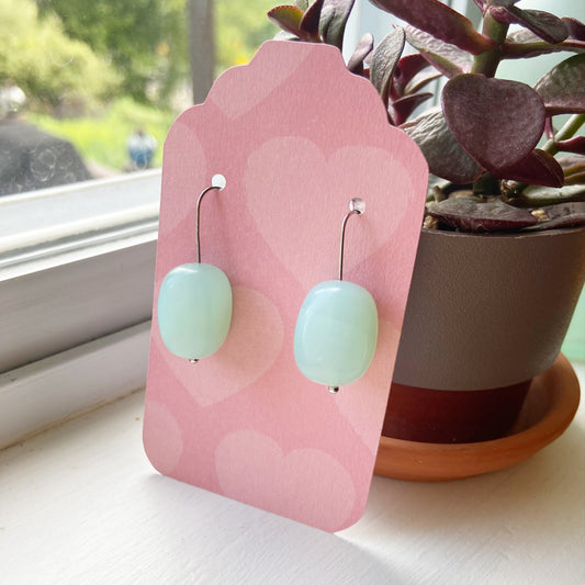 Blue Glass Dangle Earrings - 1.25"