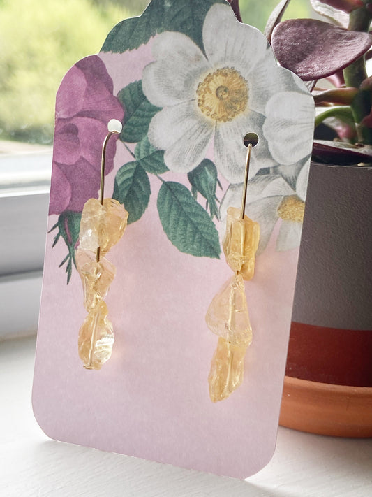 Citrine Gold Dangle Earrings 2"