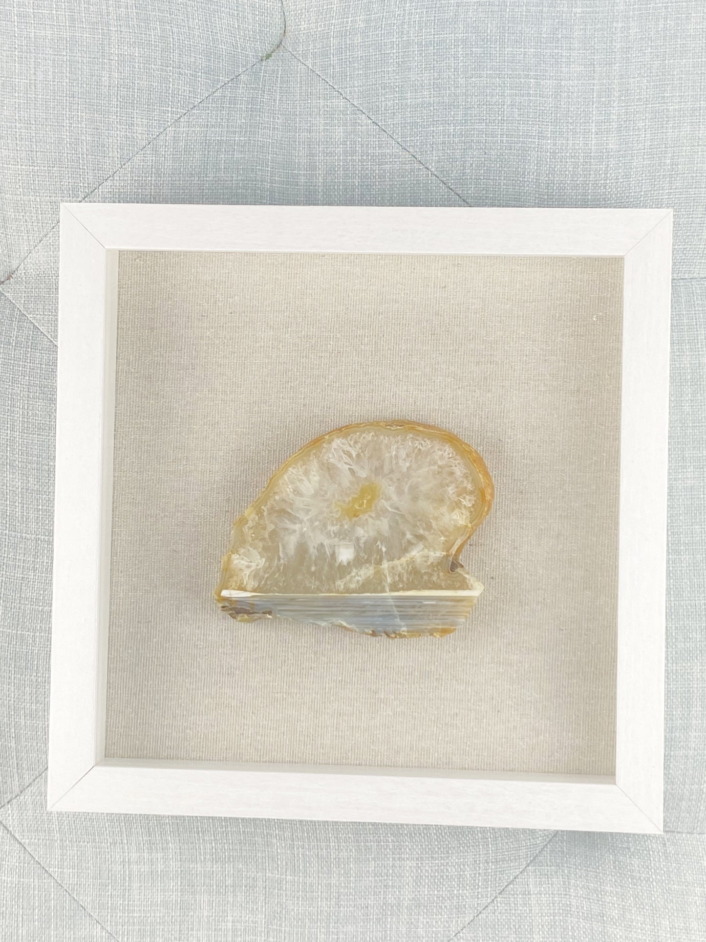 Set of 3 Framed Yellow Agates - White 9 x 9" Each
