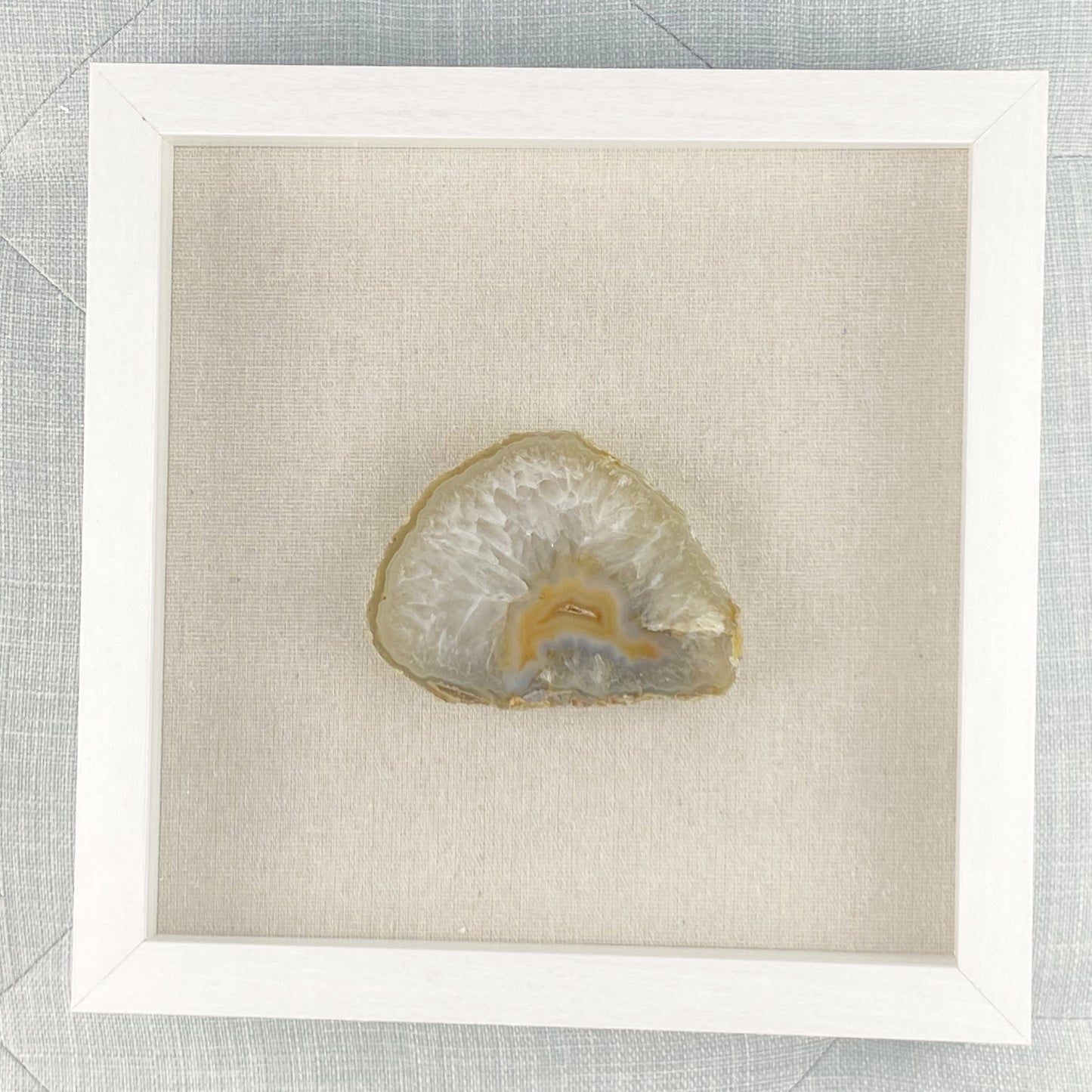 Set of 3 Framed Yellow Agates - White 9 x 9" Each
