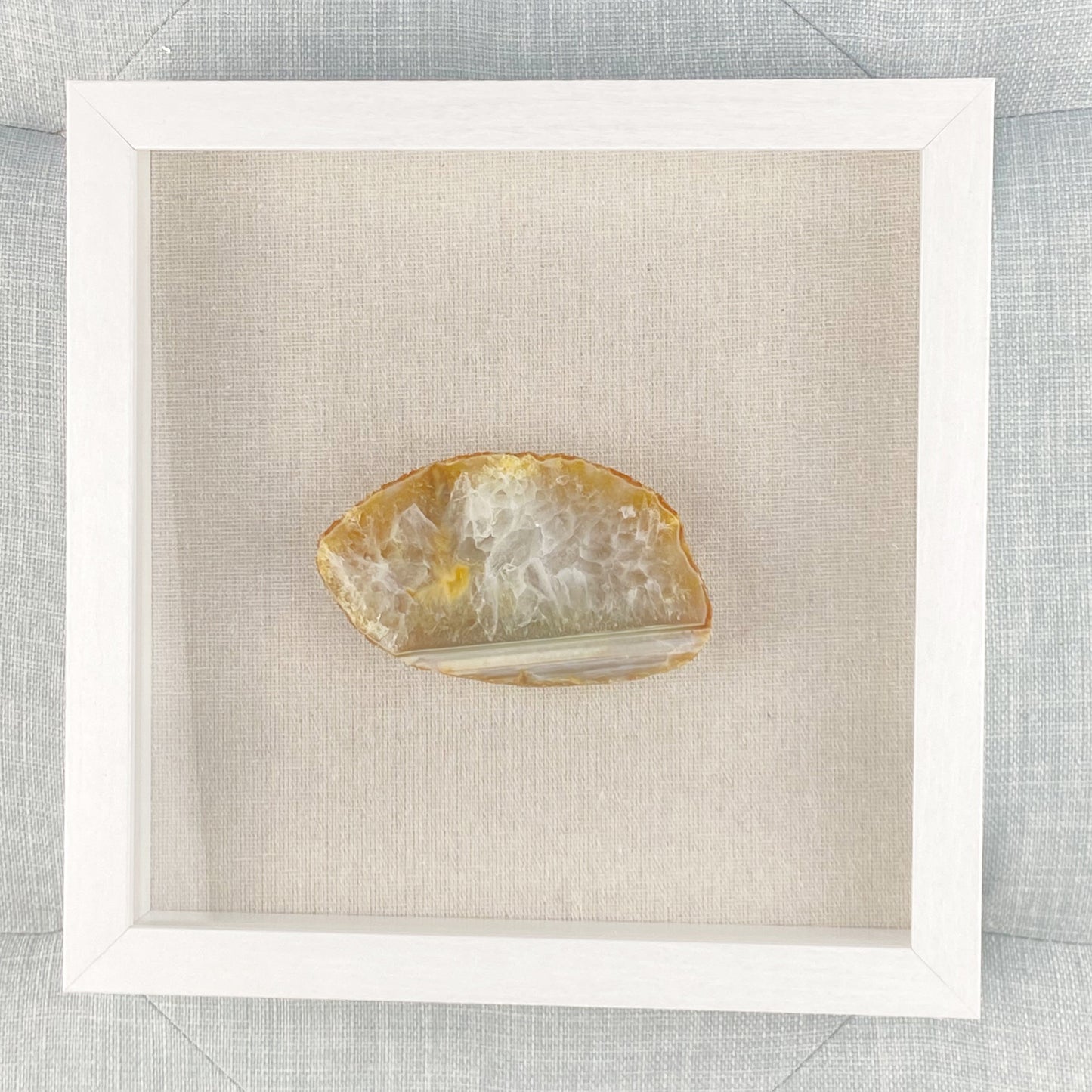 Set of 3 Framed Yellow Agates - White 9 x 9" Each