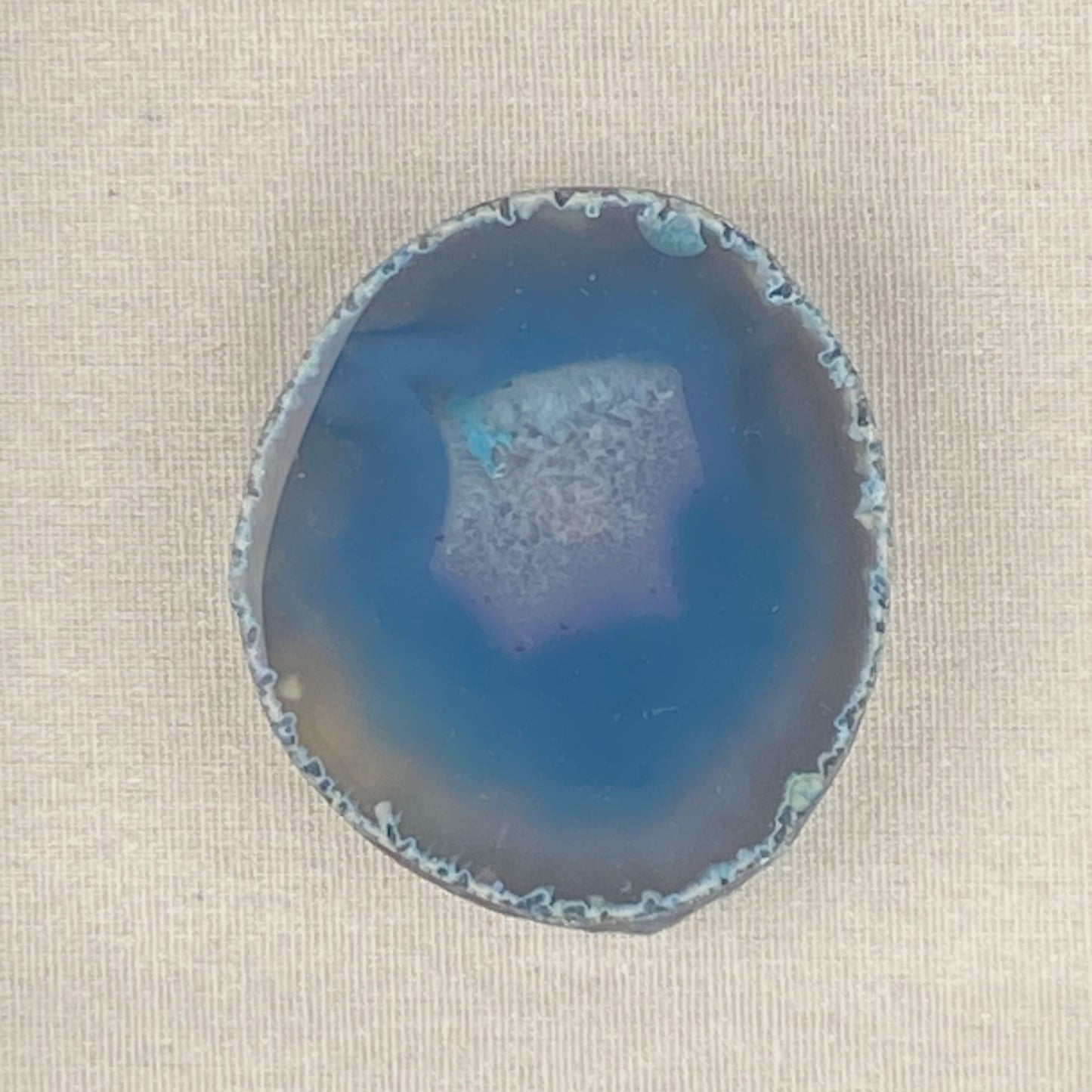 Framed Thick Blue Brazilian Agate- White 9 x 9" Frame