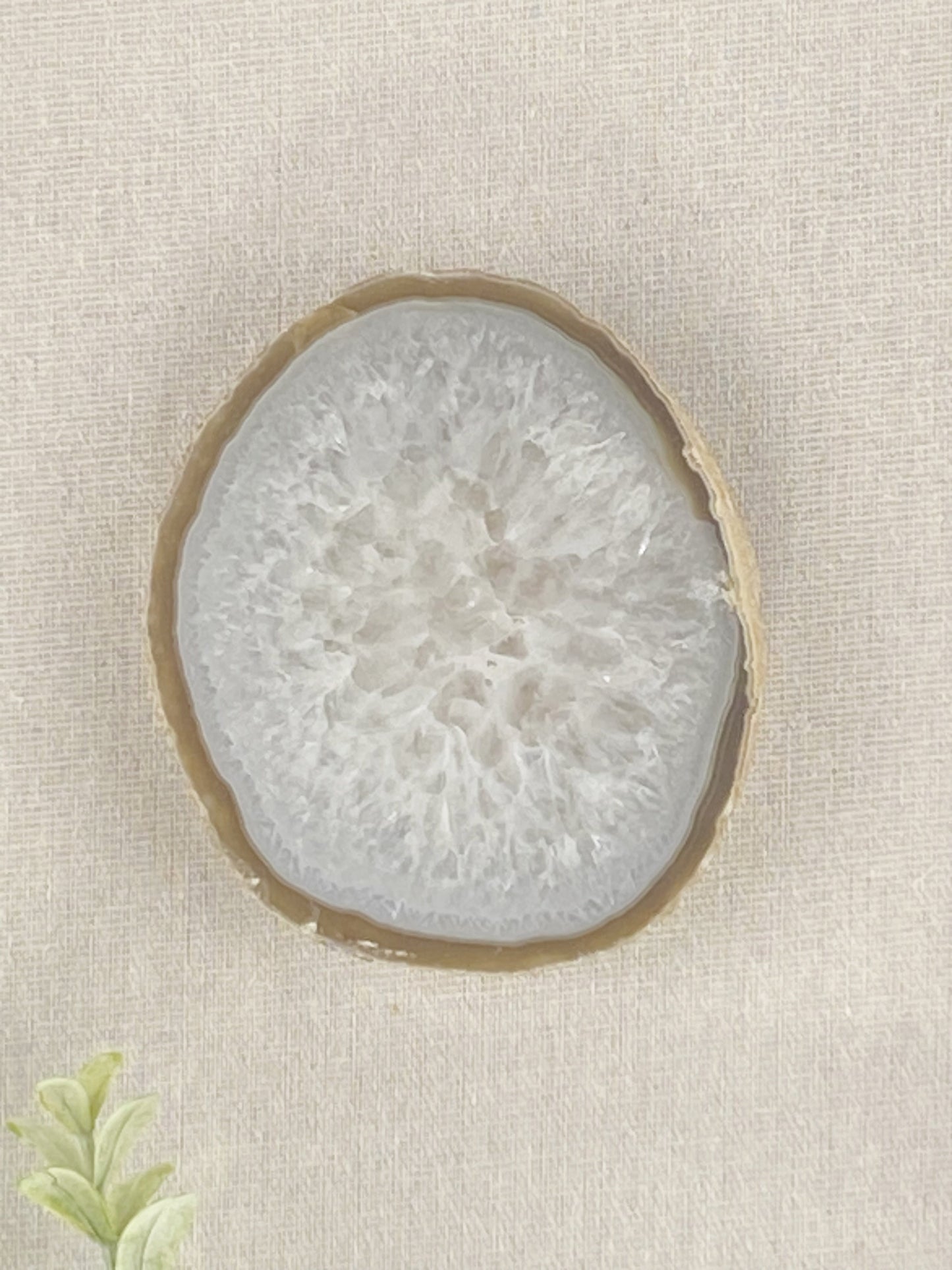 Framed Thick Neutral Brazilian Agate- White Frame 9 x 9"