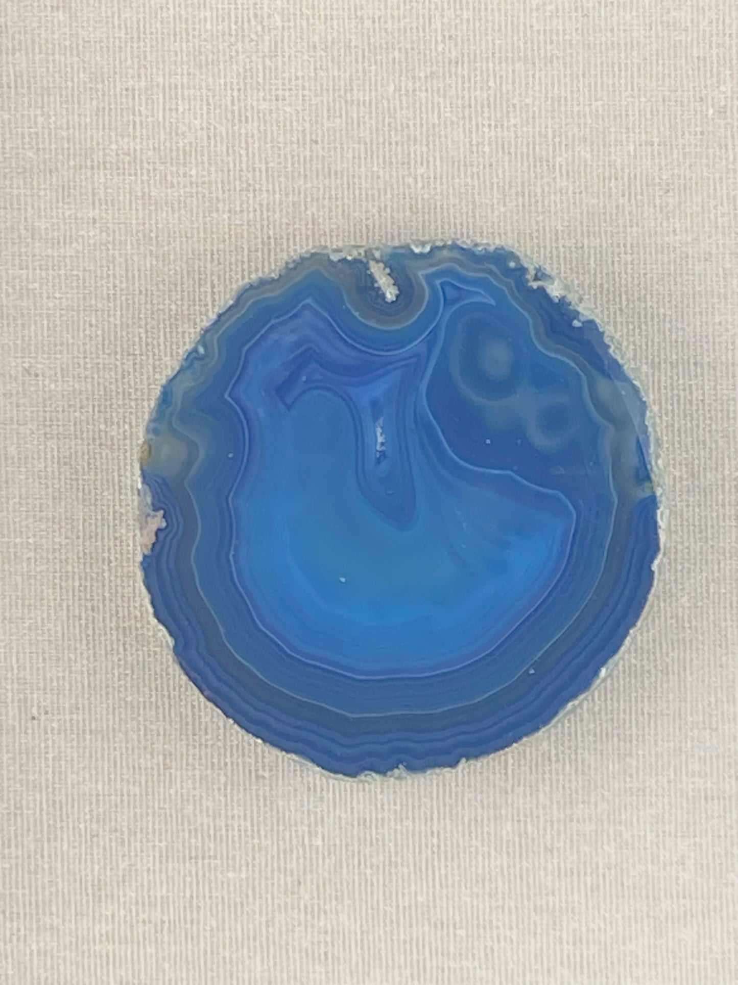 Framed Thick Blue Brazilian Agate- White 9 x 9"
