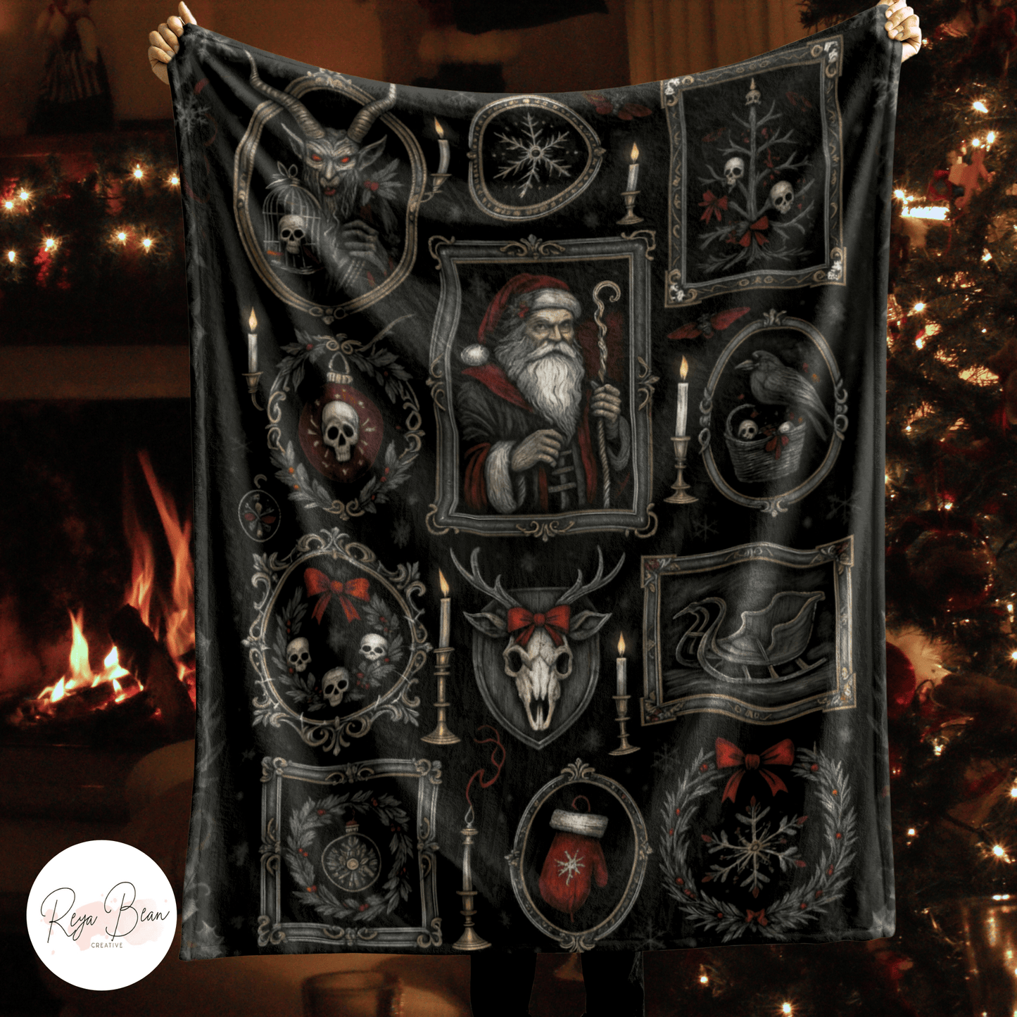 Gothmas Christmas Blanket – Velveteen Throw, Sherpa, Woven Heirloom for Dark Holiday Decor