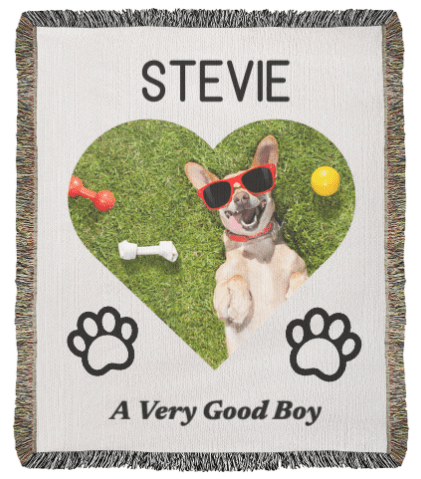 Custom Pet Photo Dog Mom Woven Blanket