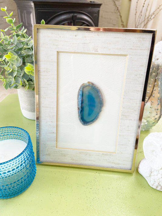 Framed Blue Agate Slice - 6 x 8"